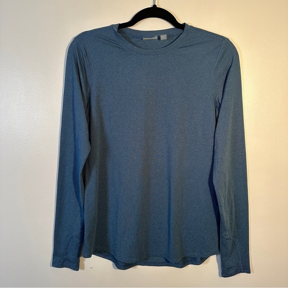 Zella Workout Long Sleeve Shirt Womans Size S Blue Striped - Picture 1 of 12